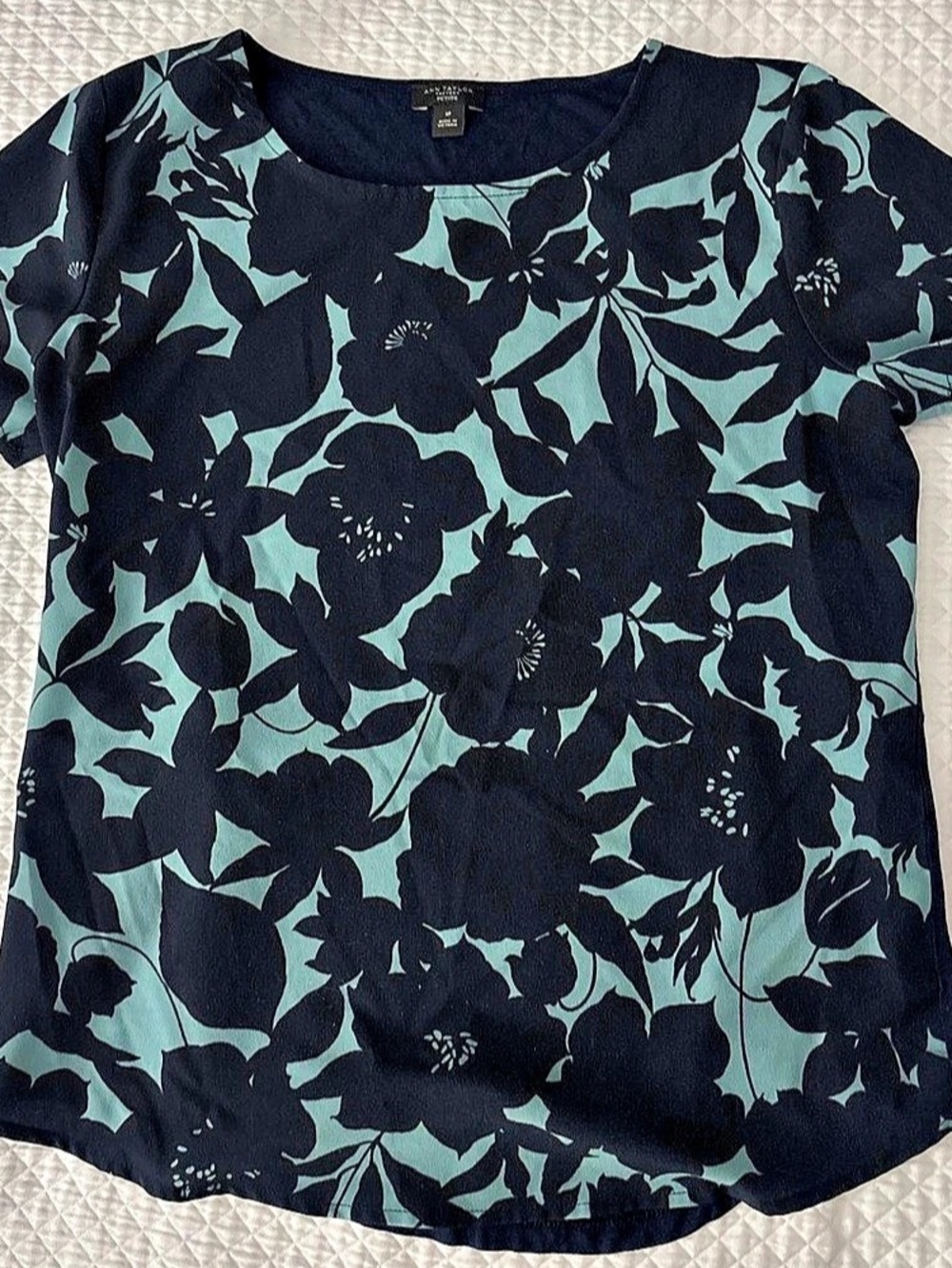 Ann Taylor Factory Floral Blouse Blue & Green Size Small